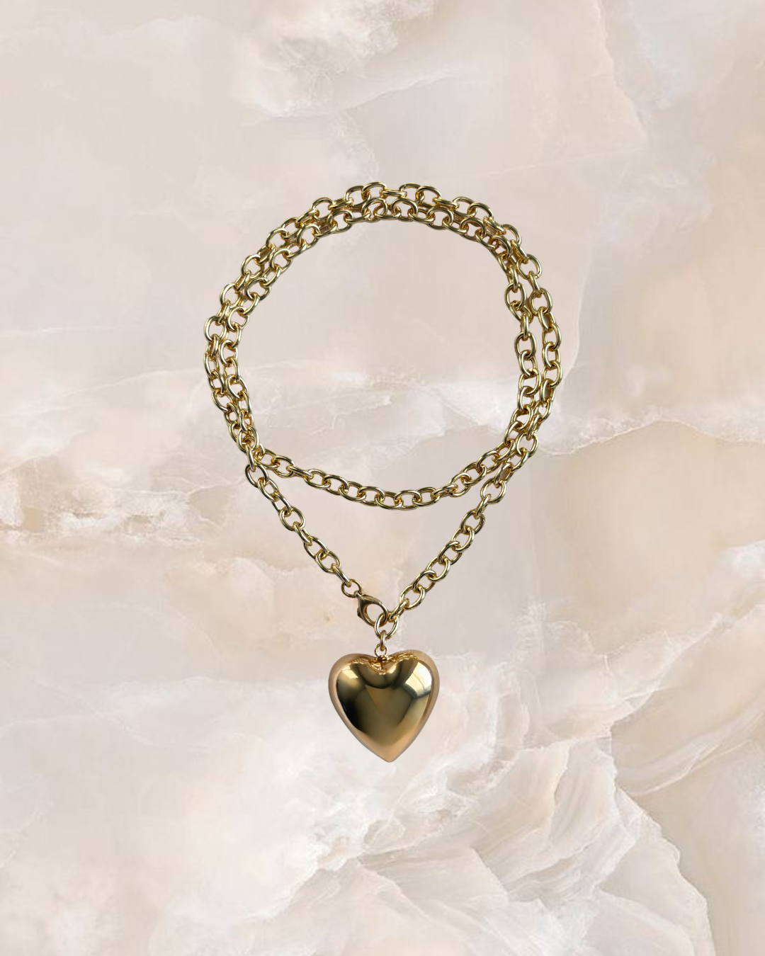Puff heart wrap necklace